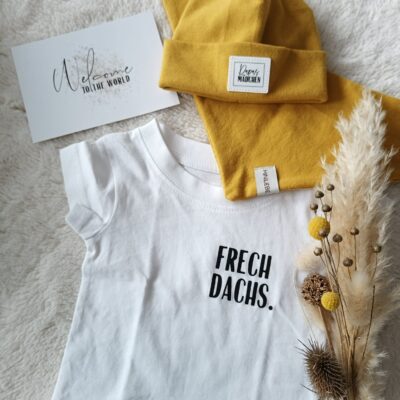 Tshirt Frechdachs + Beanie und Halstuch